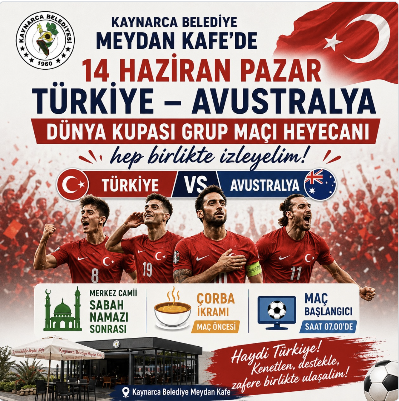 Kaynarca’da Milli Maç Heyecanı: Meydan Kafe’de Dev Ekranda Buluşalım