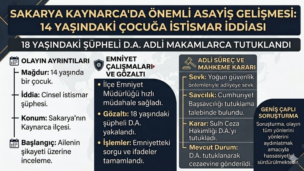 14 Yaşındaki Çocuğa İstismar İddiası! Kaynarca'da Şüpheli Tutuklandı