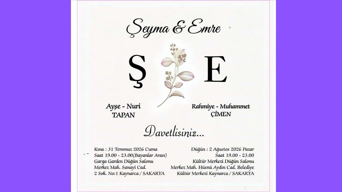Şeyma ve Emre Dünyaevine Giriyor: Tapan ve Çimen Ailelerinin Mutlu Günü